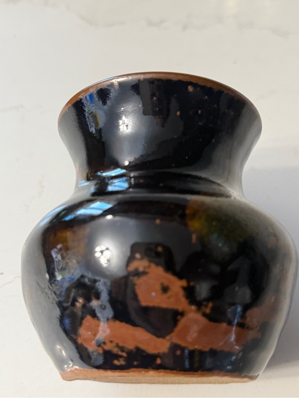 Signed Steve Branfman Studio Pottery Vase Dark metallic Glaze